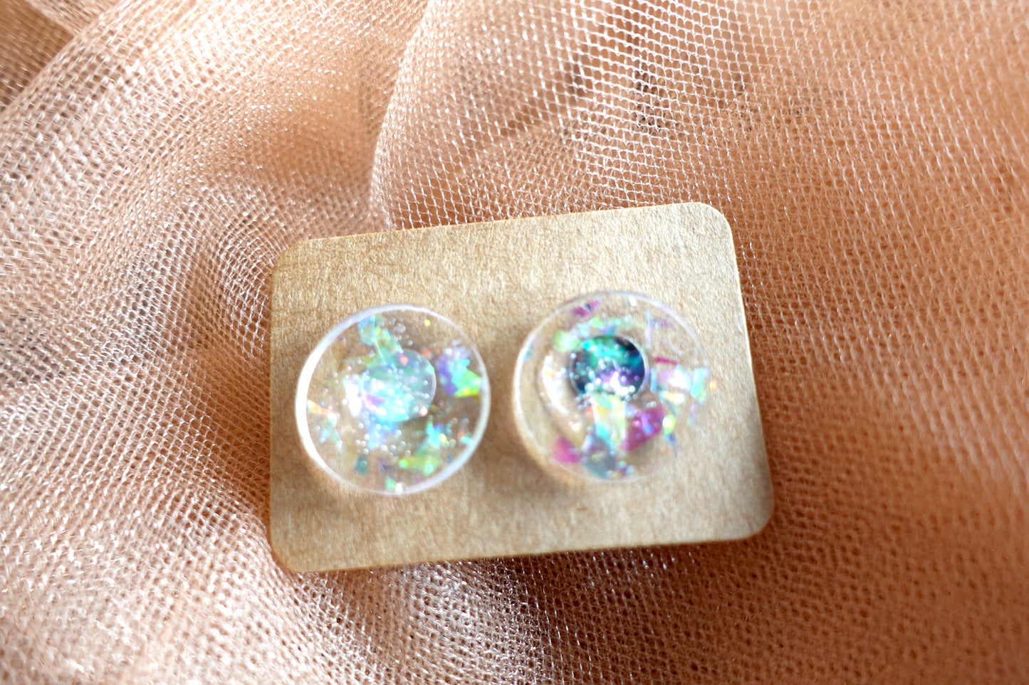 Doorzichtige flake glitter mini oorstekertjes oorbellen SKU 195