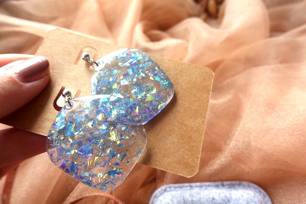 Organische vorm glitter oorbellen - statement oorbellen