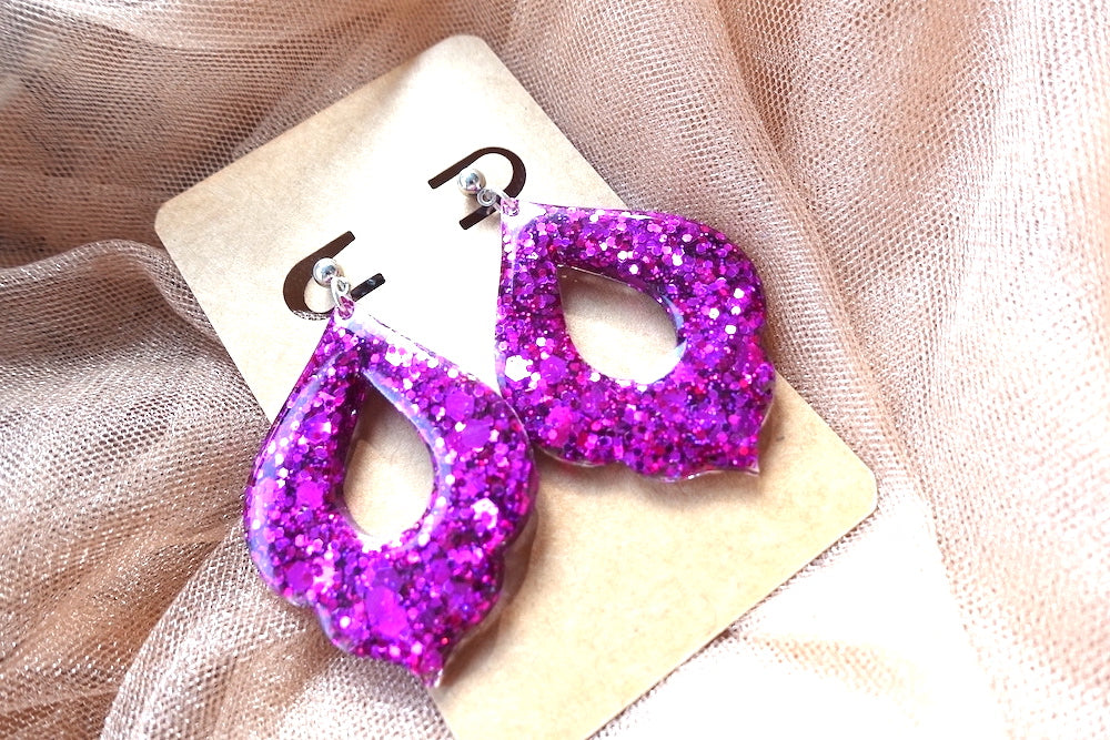 Roze Marokkaanse donut glitter oorbellen - statement oorbellen