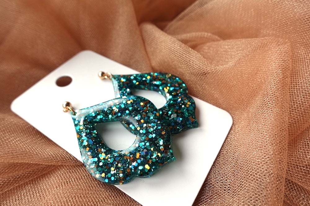 Glitter oorbellen - kerst oorbellen