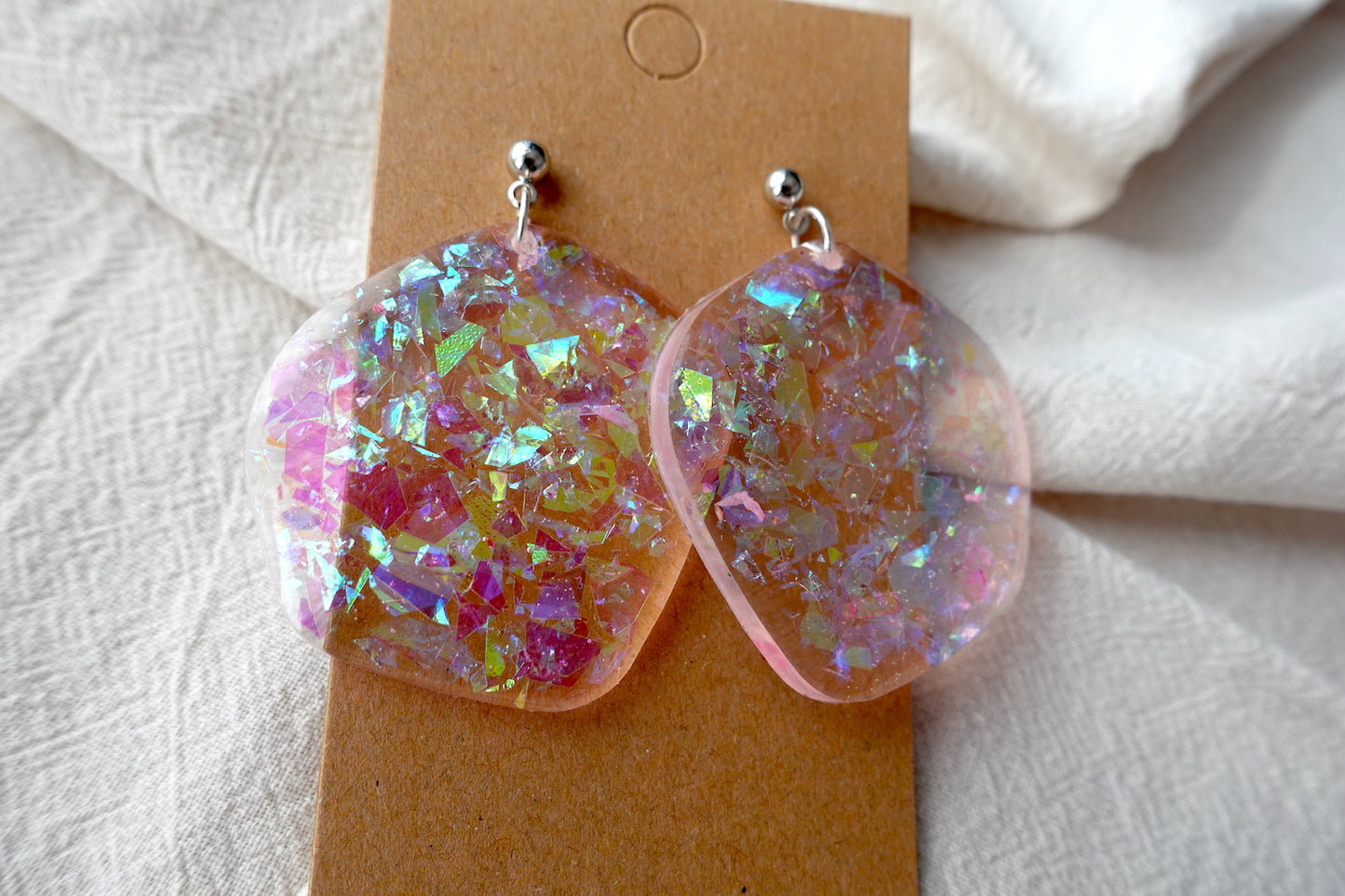 Organische oorbellen transparante glitter oorbellen - statement oorbellen