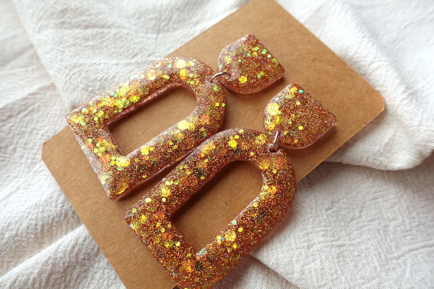 Boog oorbellen warm goud glitter holografische oorbellen - statement oorbellen