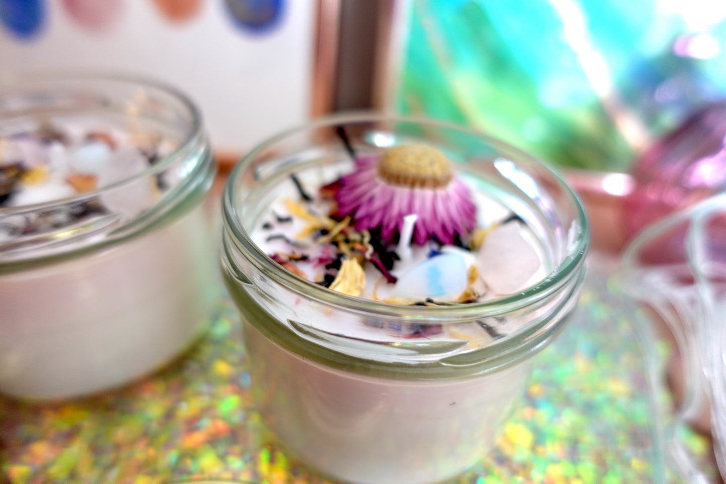 DIY Box: zelf kaarsen met gedroogde bloemen en edelstenen maken (online workshop) - rozenkwarts en opaliet