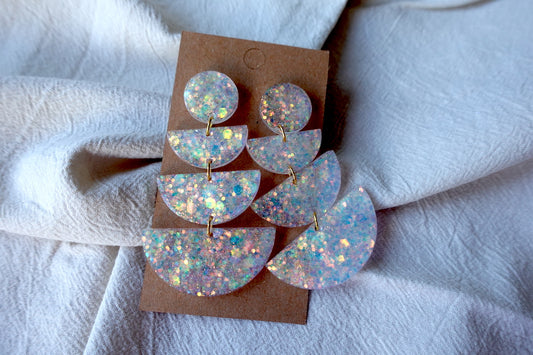 'Opal' oorbellen met glitter - statement oorbellen