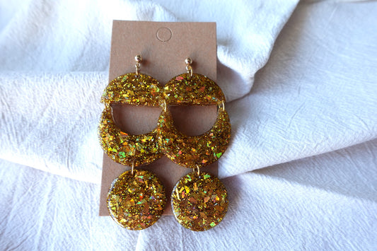 Maan gouden oorbellen met glitter - statement oorbellen