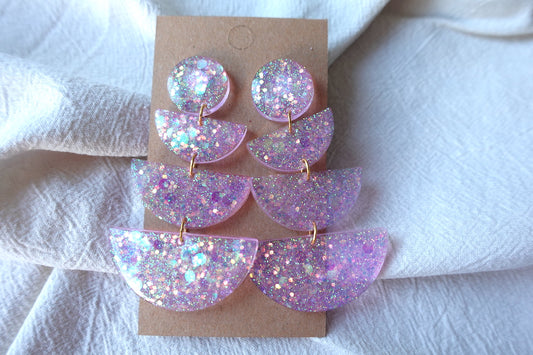 Fairycore roze oorbellen met glitter - statement oorbellen (lichtroze oorbellen)