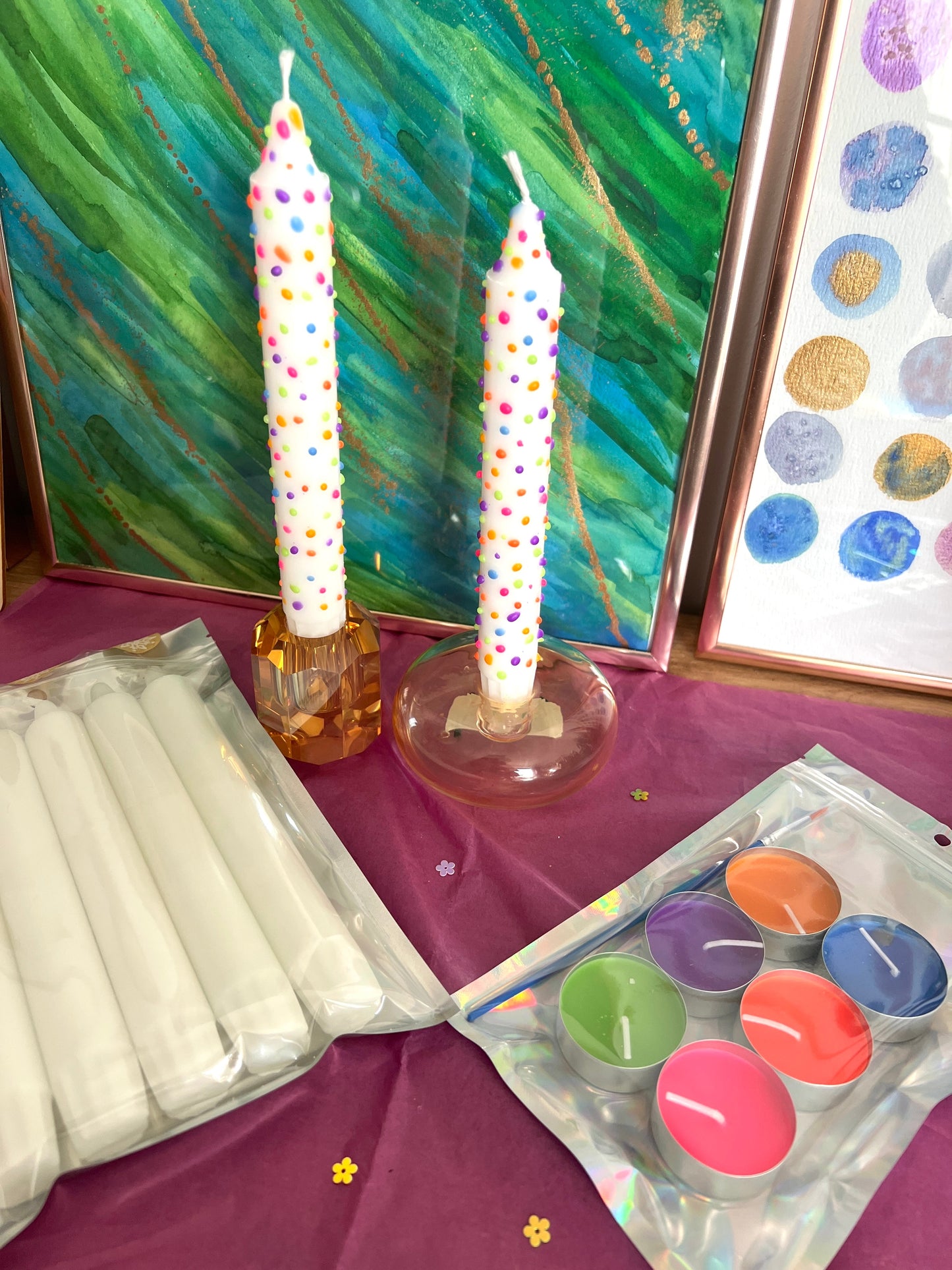 Copy of DIY box stip kaarsen schilderen (met speciaal kaarsvet) online workshop Bachelorette Babyborrel