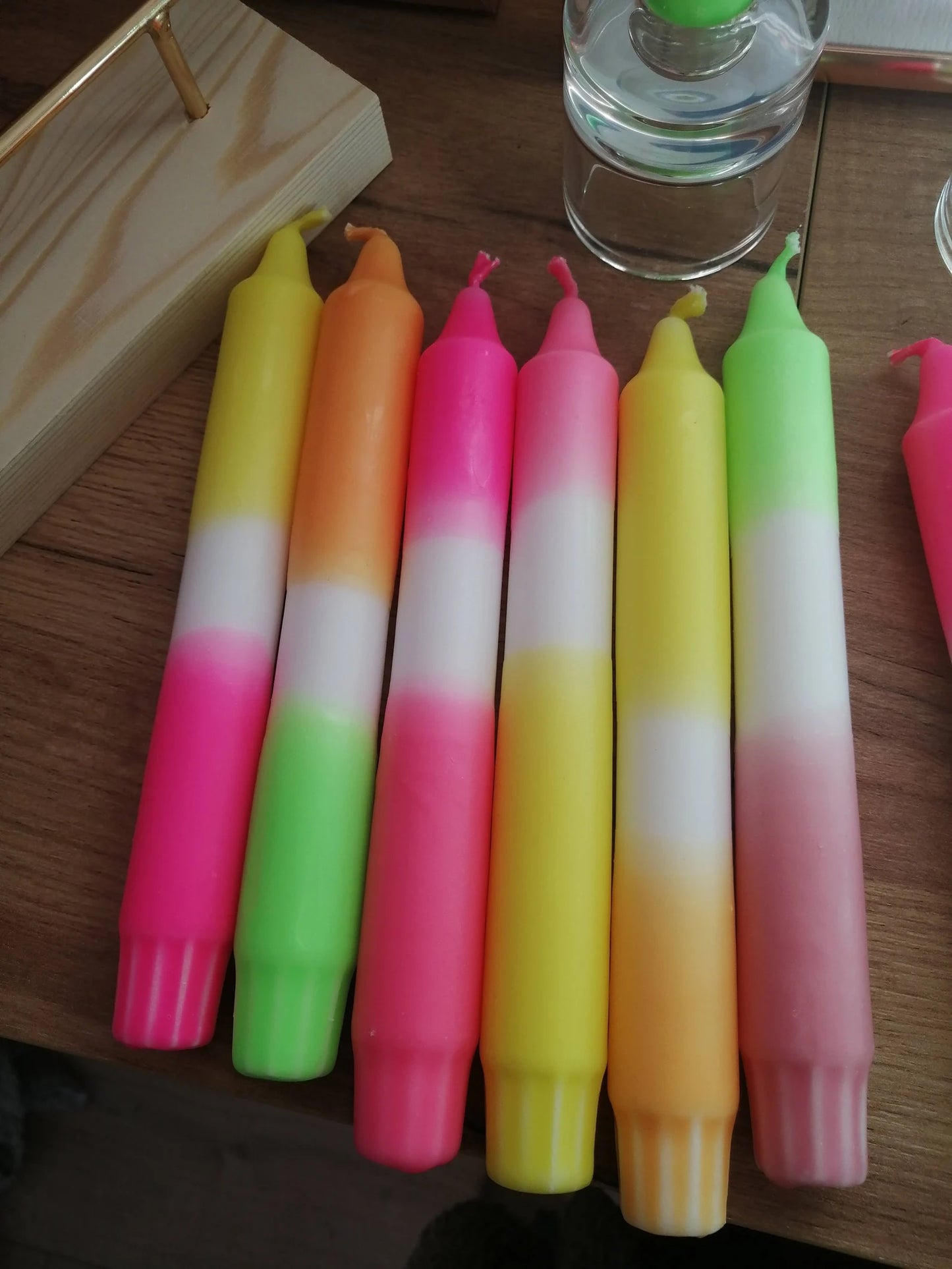 6 neon dip-dye kaarsen (fluo kaarsen)