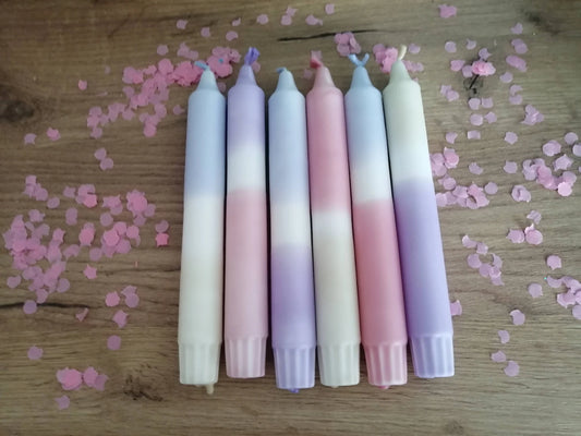 6x Pastel dip dye kaarsen (Pasen decoratie, lente decoratie)